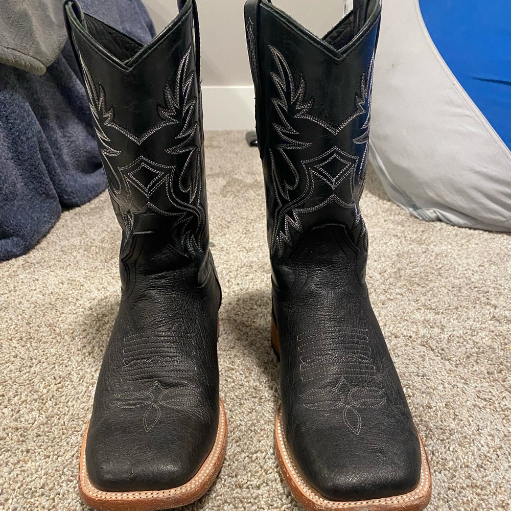 Decent condition Jb Dillion black Smooth ostrich cowboy boots size 7.5 EE men’s